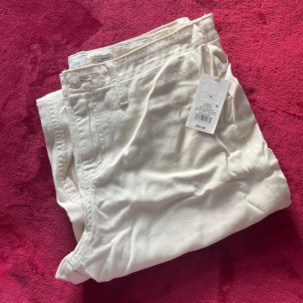 brand new light khaki/cream wide/leg crop pants size 16